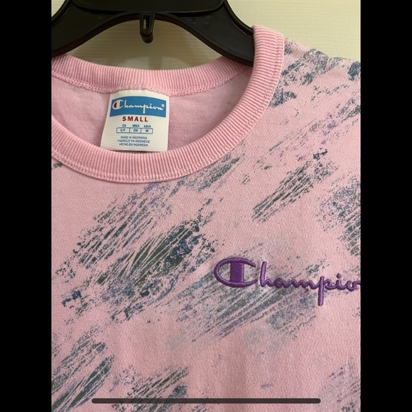 NWT Pink Champion Heritage Tee, Crayon Blur, Sz S - Picture 3 of 6